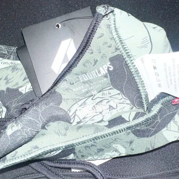 Four Laps vitality athletic fit peonies print thyme olive green new bra - Picture 12 of 14